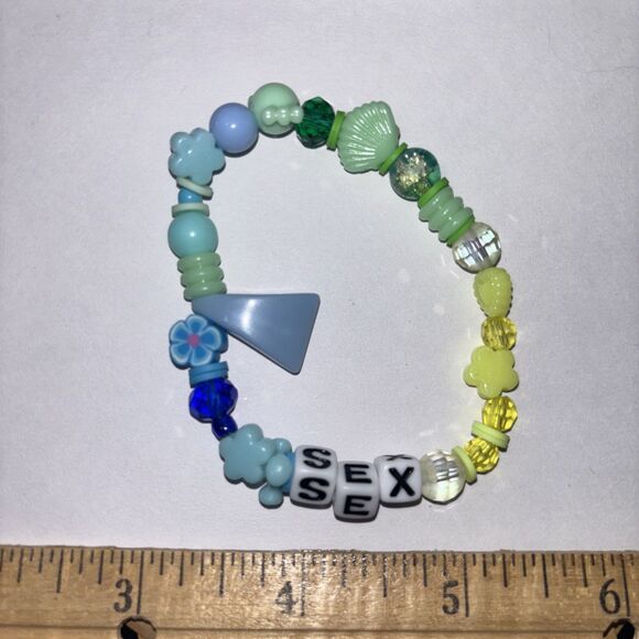 Multicolor “Sex” Bracelet Adult Humor Beaded Handmade Naughty Accessories - Picture 2 of 3